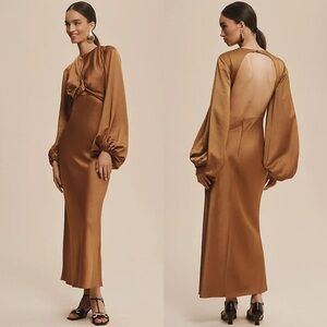 NWT Significant Other Demi Dress Backless Long Sleeve Column Gown Womens Size 8